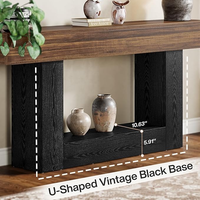 Tribesigns 63" Console Table, Farmhouse 2-Tier Entryway Table - Image 5