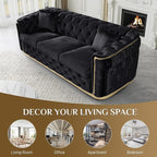 DAMAIFROM Luxury Velvet Couch Set Black and Gold Sofa, Mid Century Modern - Image 5
