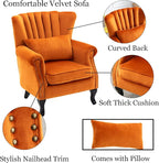 Mid Century Accent Chair Modern Tufted Wingback Armchairs Club Chair Velvet - Image 7