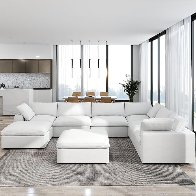 160" Cloud Sectional Couch, Overzised Down Filled Couch, 8 Seater Convertible - Image 8