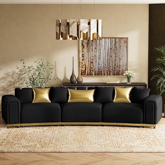 145" Oversized Velvet Chesterfield Sofa Sectional Couch - Image 3