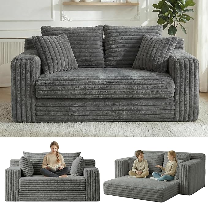 3-in-1 Convertible Sofa Bed: Boneless Loveseat Sleeper & Folding Couch Bed by Winzoo