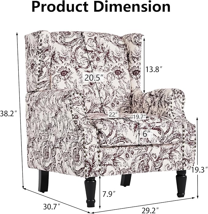 Pia Ricco High Back Floral Accent Chair - Image 2