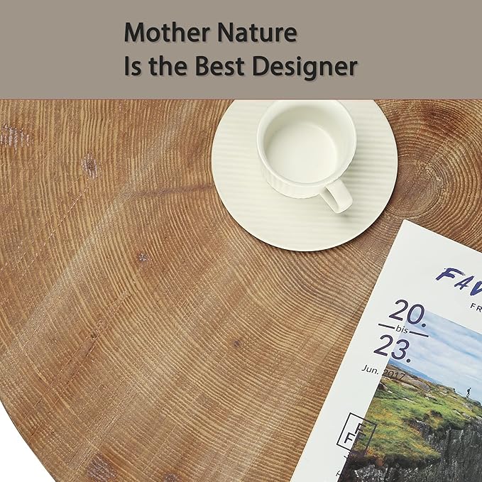 Awescuti Round Boho Wood Coffee Table - Image 8