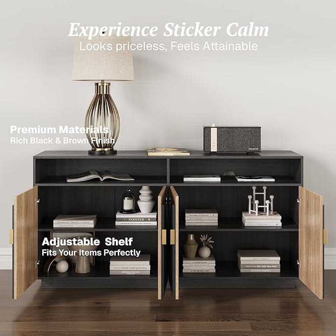 BELLEZE 65-inch Fluted Sideboard Buffet Cabinet - Image 4