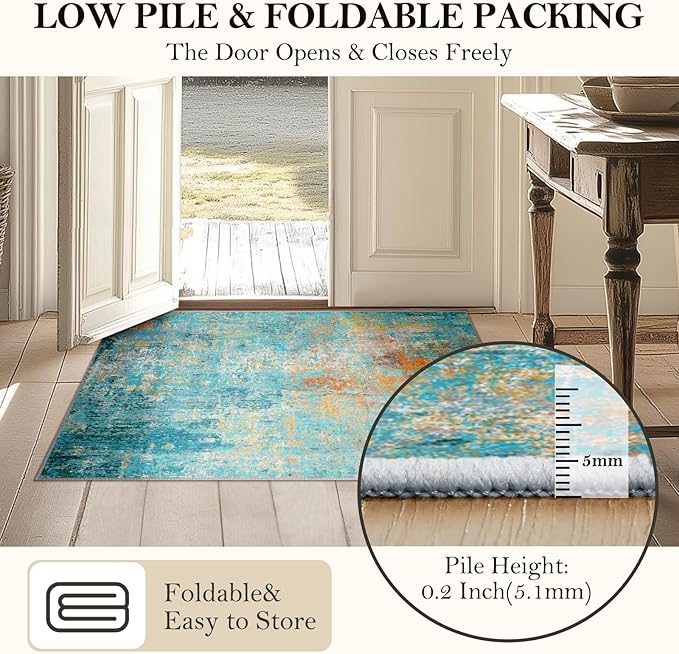 RELEANY Washable Area Rugs 6'x9' Non-Slip Modern Abstract Soft - Image 5