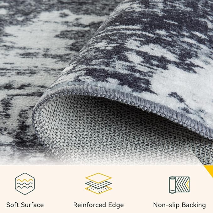 RELEANY Washable Area Rugs 2'x6' Non-Slip Modern Abstract Soft - Image 5