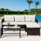 Vongrasig 3 Piece Patio Furniture Sets, All-Weather PE Wicker Outdoor Sofa - Image 2
