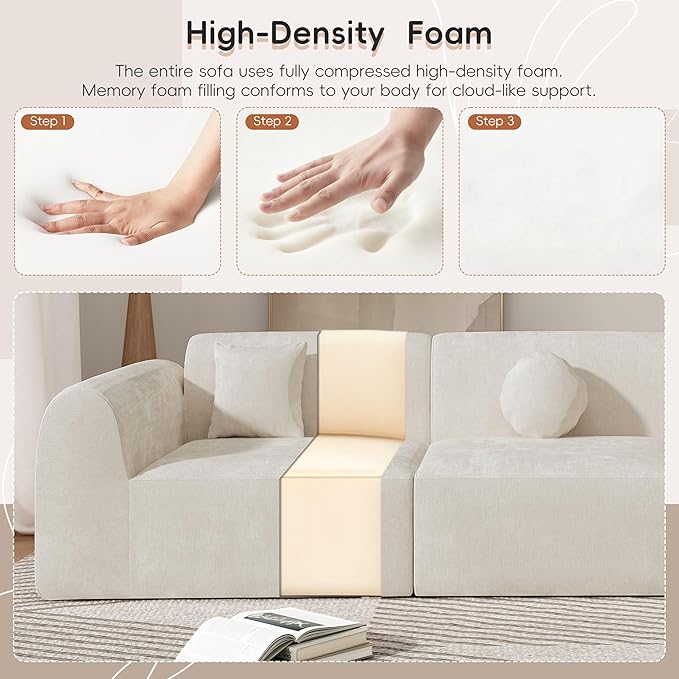Merax 140" Curved Polyester Sectional Sofa Set, Modern Cloud Couch - Image 5