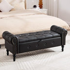 Storage Bench for Bedroom, Faux Leather 51" End of Bed Bench, Queen Size Bench by HOMYKA