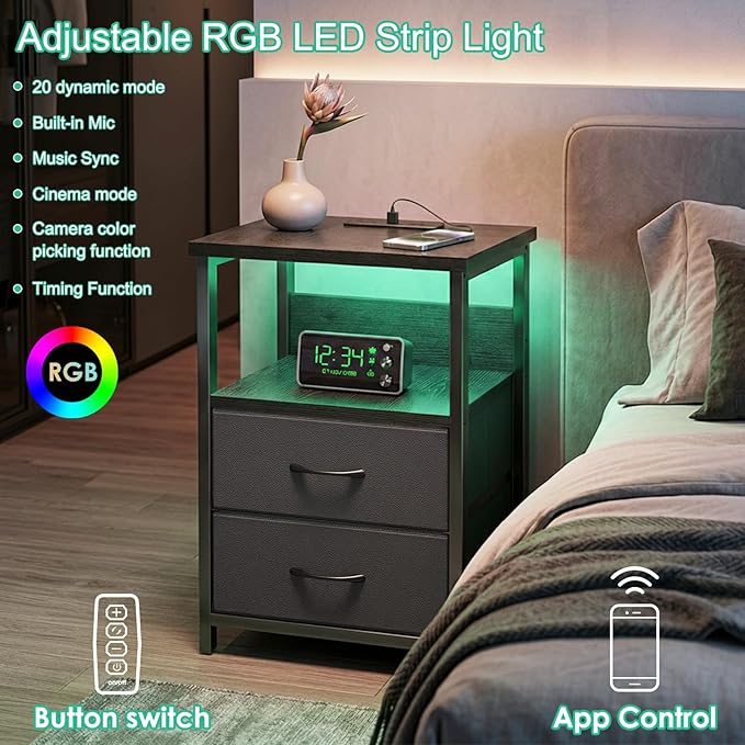 Fixwal Nightstand Set of 2 Night Stand - Image 4