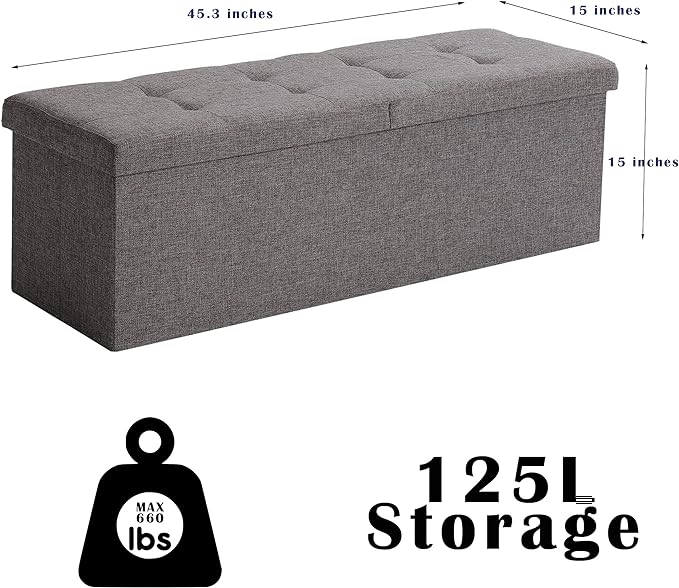 45.3 Inches Ottoman Bench With 166L Storage Space - Image 3