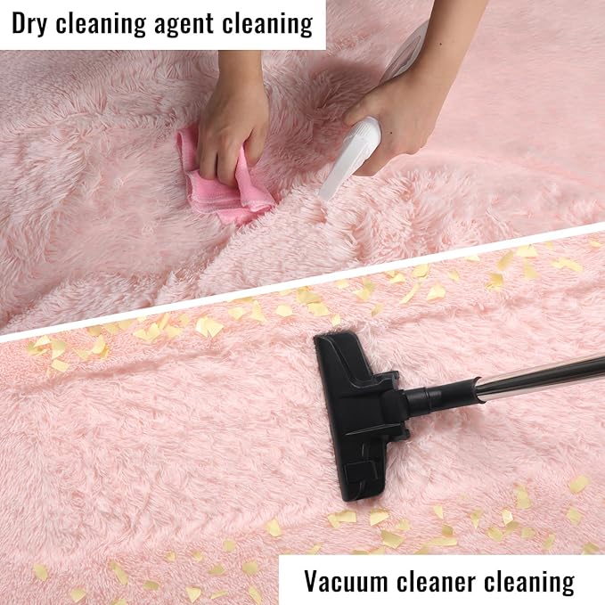PAGISOFE Pink Fluffy Plush Area Rug 5x8, Kids Shag Rugs - Image 8