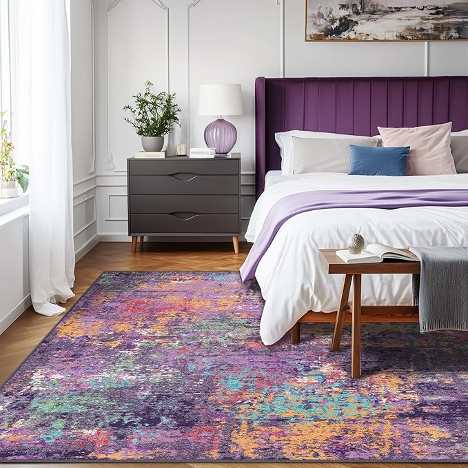 RELEANY Washable Area Rugs 7'x9' Non-Slip Modern Abstract Soft - Image 3