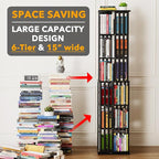 SpaceAid 6 Tier Rotating Bookshelf Tower, Bamboo Spinning Book Shelf, Revolving - Image 3