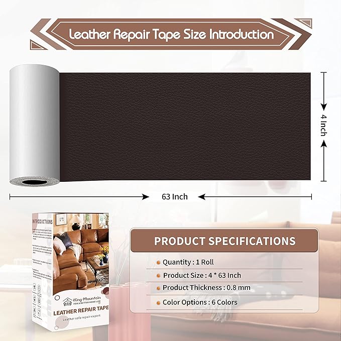 KING MOUNTAIN Leather Repair Patch, 4 x 63 Inches self Adhesive Leather Repair - Image 4