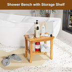 Large Bamboo Shower Bench Stool - Image 2