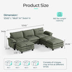 LINSY HOME 123" Modular Sectional Sofa, 3-Seat Corduroy Modern Cloud Couch - Image 2