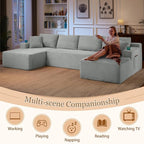 134 Inch Modular Sectional Sleeper Sofa, Boneless Cloud Couch - Image 7