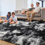 PAGISOFE Black White Grey Rugs for Living Room 5x8, Shag Fuzzy Fluffy - Image 7