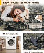 RELEANY Area Rugs Round 8ft Washable Non-Slip, Floral Vintage Distress Print - Image 5