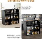 L-Shaped Home Bar Unit with Power Outlet, 4-Tier Corner Liquor Bar Cabinet with - Image 6