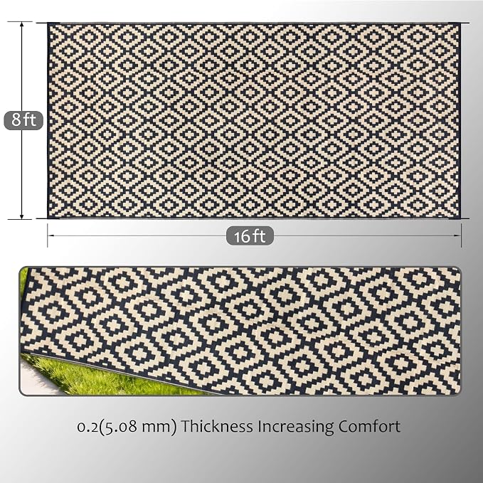 SAND MINE Reversible Mats, Plastic Straw Rug, Modern Area Rug, Large Floor Mat - Image 2