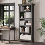 5-Tier Farmhouse Bookshelf, 61.1 inch Tall Bookcase by HOTLUU