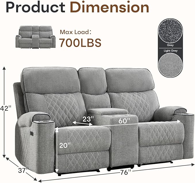 HAOMARKETS Power Reclining Loveseat Sofa - Image 2