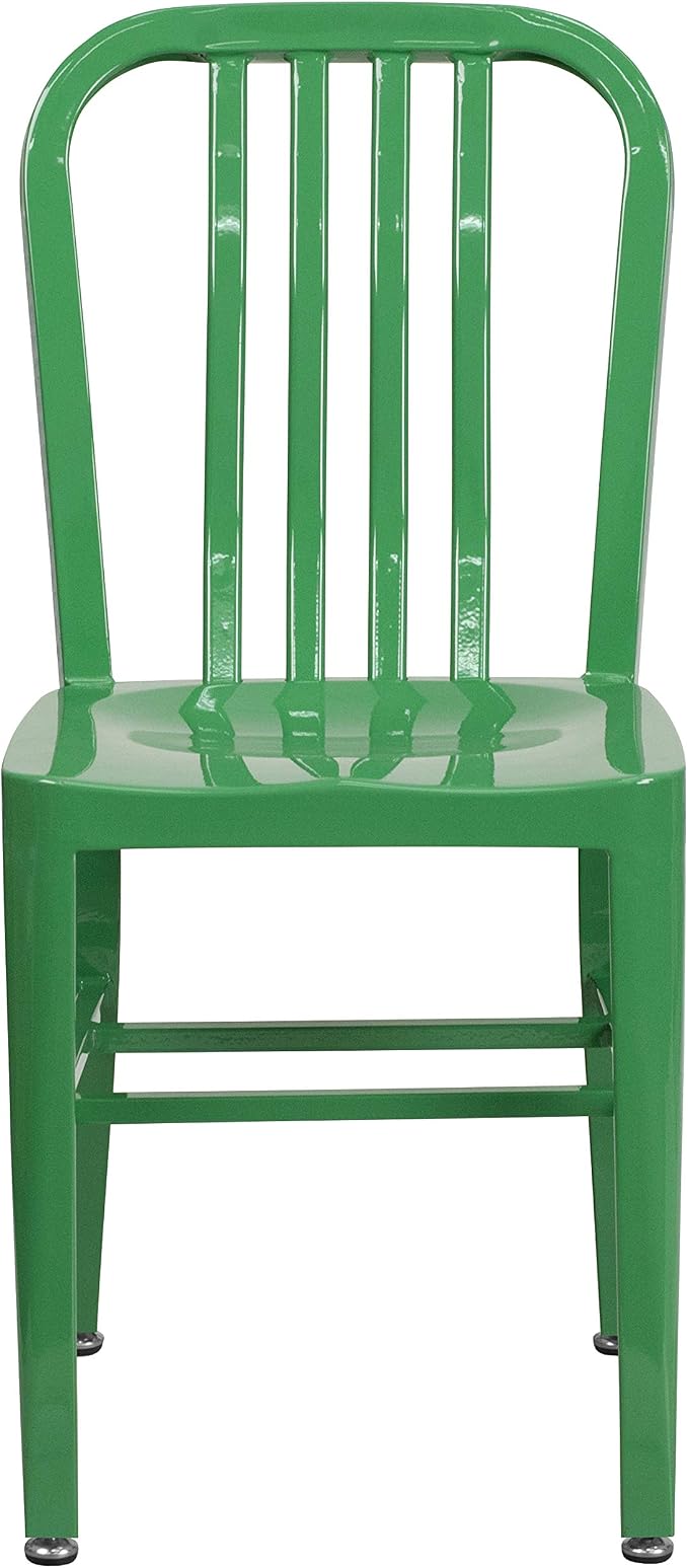 Flash Furniture Gael Commercial Grade 2 Pack Green Metal Indoor-Outdoor Chair - Image 5