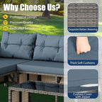 Vongrasig 3 Pieces Patio Furniture Sets, All-Weather Wicker Outdoor Sofa Couch - Image 4