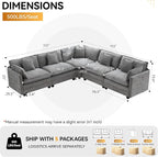 113'' V Shaped Cloud Sectional Sofa, Oversized Deep Seat Couches - Image 2