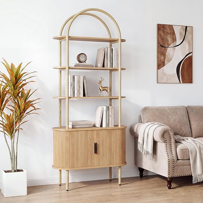 71" Tall Fluted Arched Bookshelf - Image 5