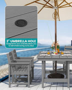 SERWALL Outdoor HDPE Dining Table Set, 7-Piece Outdoor Dining Table Sets - Image 2