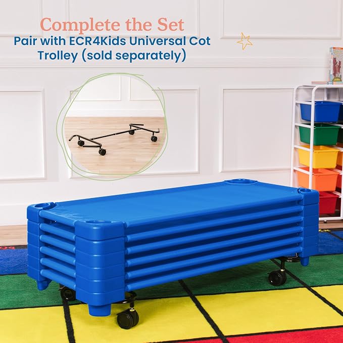 ECR4Kids Stackable Kiddie Cot, Ready-to-Assemble, Standard Size, Classroom - Image 6