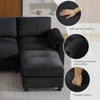 87.5'' L Shaped Modular Sectional Sofa, 3 Seater Cloud Couch - Image 3