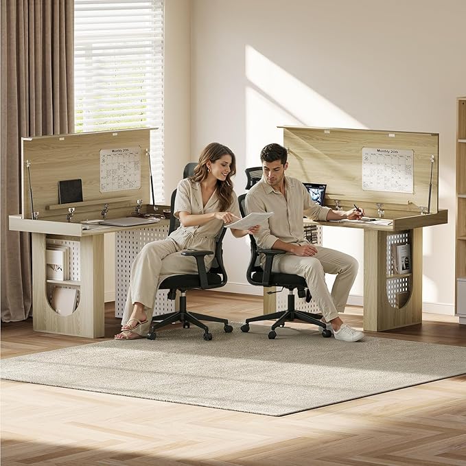 55" Convertible Computer Desk, 2-in-1 Flip-Top Desk & Dining Table - Image 9