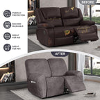 ANARACHON Leather Look Loveseat Recliner Cover, 6-Pieces Stretch Dual Recliner - Image 6