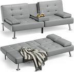 Homall Futon Sofa Bed, Leather Futon Couch by Homall