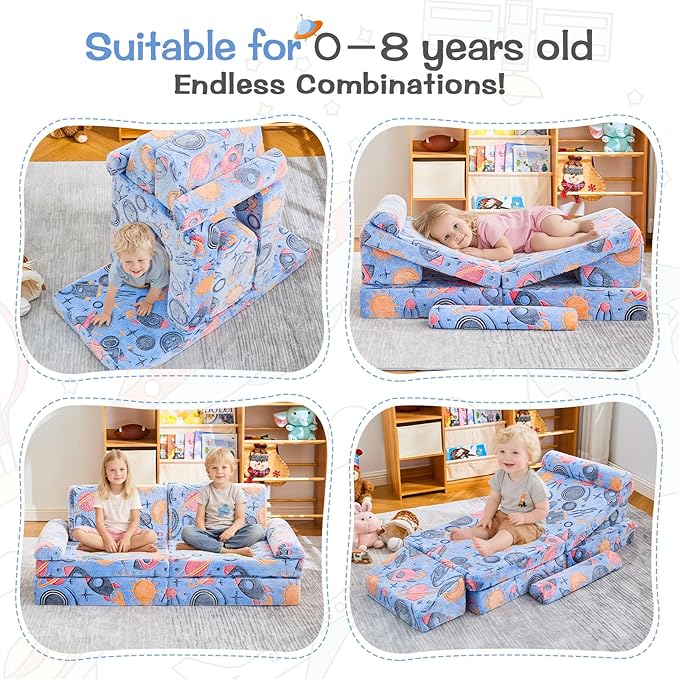 IFNOW Modular Kids Play Couch, Convertible & Washable Toddler Foam Couch Kids - Image 4