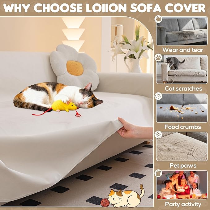 Loiion Velvet Sofa Cover, Ultra Soft Waterproof Non-Slip Couch Cover - Image 4