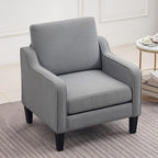 VINGLI Mid Century Modern Accent Chair, Light Grey Fabric Accent Chairs - Image 8