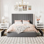 Allewie Queen Size Storage Bed Frame, Vertical Channel Tufted Adjustable - Image 3