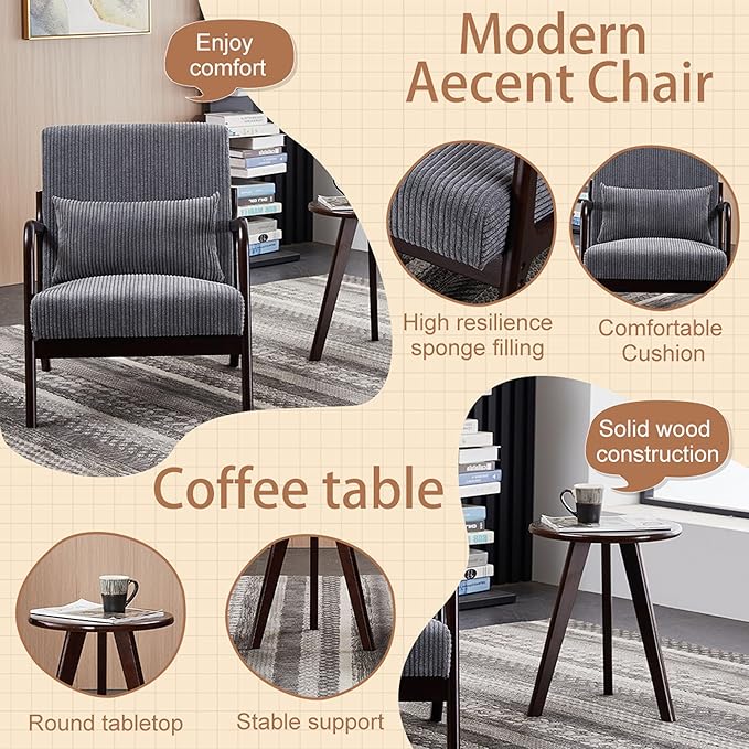 Beige Midcentury Modern Accent Chair - Image 6
