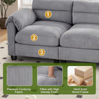 HAOMARKETS Corduroy Sofa Set, Upholstered Ottoman, Loveseat Set of 2, and - Image 3