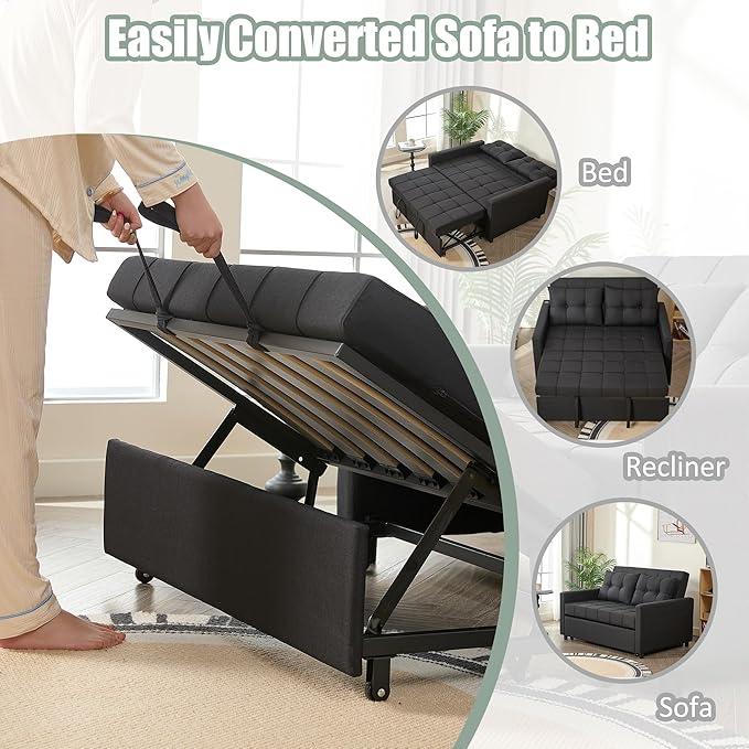 GOSUHI 52" Sleeper Sofa with Pull-Out Bed, 3-in-1 Convertible Sofa Bed - Image 4