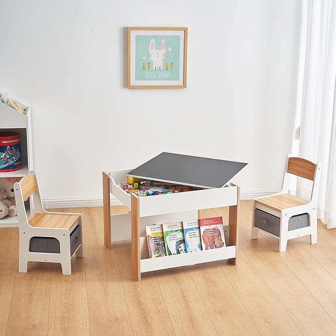 Asweets Kids Table and Chair Set, 4 in 1 Toddler Desk - Image 4