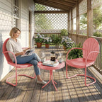 Patio Bistro Set Retro Metal Outdoor Seating Conversation 3 Pieces, 2 C-Spring - Image 3