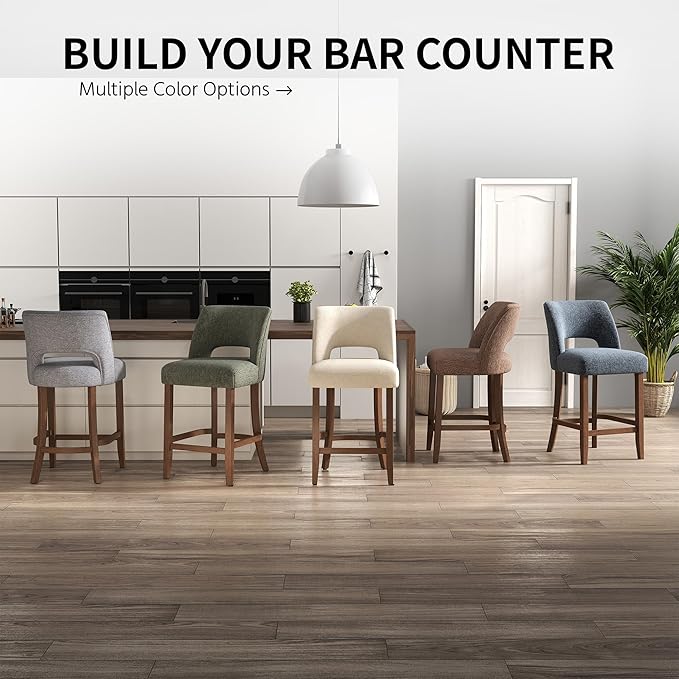VKNOW Bar Stools Set of 6, Modern Counter Stools - Image 4