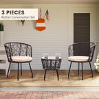 Kromax 3 Piece Bistro Set, Modern Outdoor Wicker Patio Furniture - Image 2